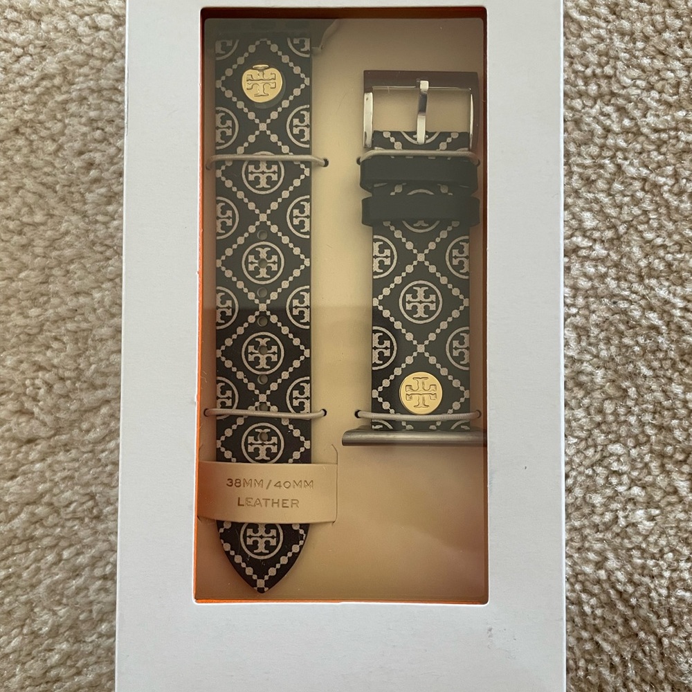 Tory Burch Apple watch band, Black, T-Monogram